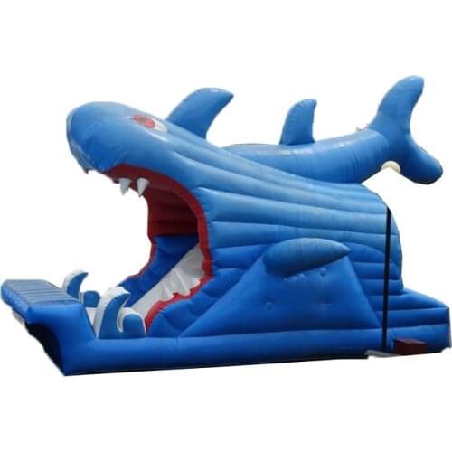 Hot sale great blue shark shape inflatable slide for swimming pool water slide