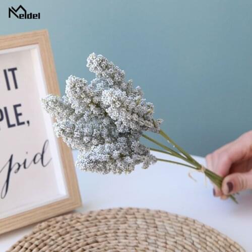 6Pcs/Pack Artificial Vanilla Mini Foam Berries Spike Artificial Flowers Bouquet for Home Wall Decor Cereals Plant Heap Vanillas