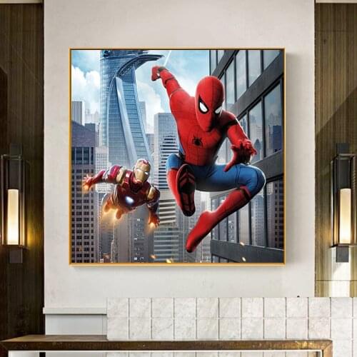 Superhero Anime Canvas Painting Spiderman Iron Man Homecoming Wall Art Picture Print Marvel Wall Poster Living Room