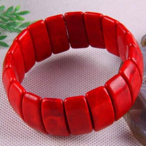 Red Howlite Stretch Bracelet 8 Inch Jewelry For Woman Gift G308