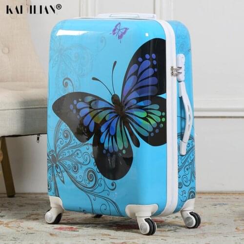 Cute Cartoon Student Rolling Luggage Spinner Children butterfly Trolley Suitcase Wheels Kids Carry On Travel Bag Women suitcase