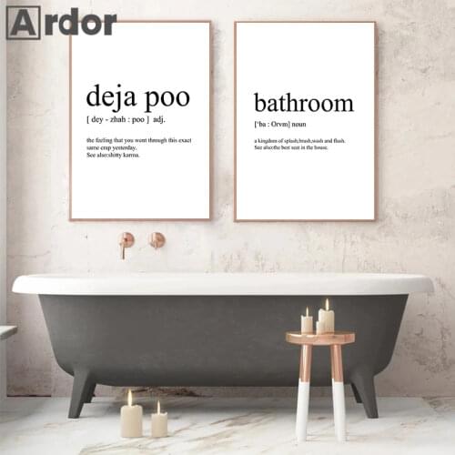 Minimalist Quotes Bathroom Wall Art Canvas Print Spanish Deja Poo Poster Black And White Washroom Signs Painting Toilet Decor