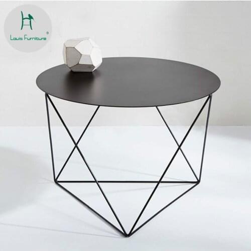 Louis Fashion Designer Minimalist Iron Tea Table Small European Style Living Room Creative Circular Modern Simplicity