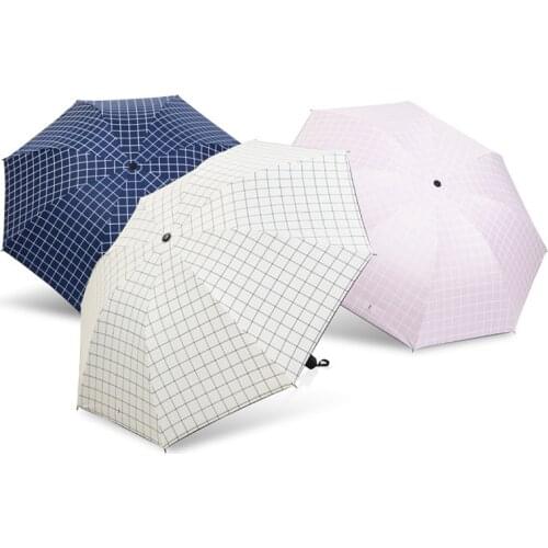 Fashion Folding Umbrella Rain Women Gift Men Mini Pocket Parasol Girls Anti-UV Waterproof Portable Travel plaid UMBRELLAS