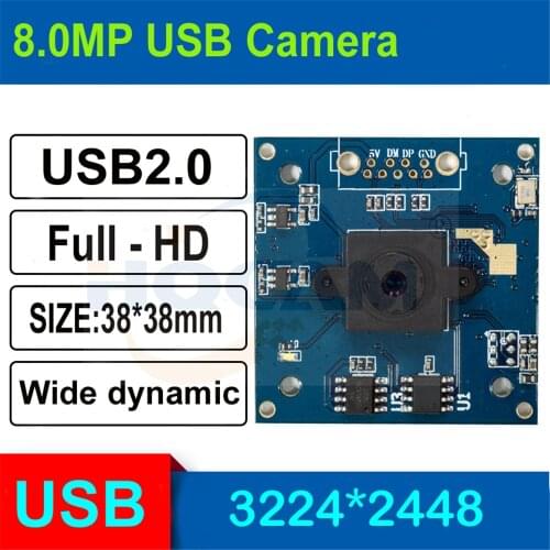HQCAM 8.0megapixel 1/3.2 inch Low illumination 0.01Lux CMOS Module Board 8MP 90 Degree Usb Camera biometrics micro mini USB2.0