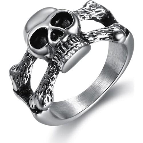 Men and Women Vintage Stainless Steel Skull Ring Rock Punk Style Finger Jewelry