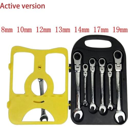 7pcs Wrench Combination Ratchet Wrench Gear Repair Set Hand Tools for Auto Torque Wrench Flexible Pivoting Head Spanner Set