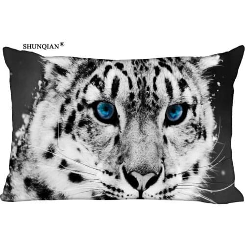 New White Tiger Animals Pillow Case Custom Wedding Pillowcase Cover Cases Gift Zippered Rectangle Pillow Case