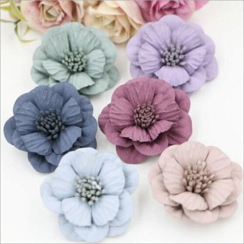 New Design 20pcs Korea suede 3D camellia flowers Shape Fashion Handmade Microfiber Florals Hair accessory Diy Hairpin decoration