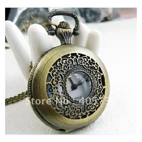 New Style Beautiful Sweater Chain quartz Antique Chain Jewelcy Pocket Watch Necklace 6pcs/lot Promotional Gift