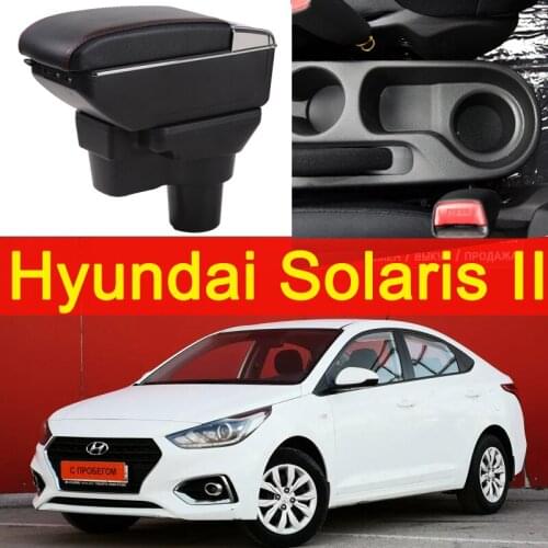 For Hyundai Solaris 2 2017-2020 armrest box central Store content box with cup holder ashtray Can rise with USB accessory