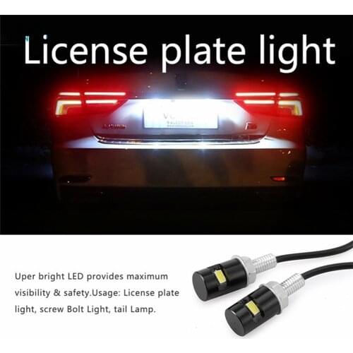 Car Motorcycle Number License Plate Lights 12V LED Auto Tail Front Screw Bolt Bulbs Lamps Light Source