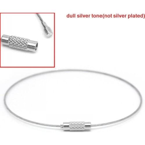 DoreenBeads Retail Steel Wire Memory Wire Cord Bracelet W/Screw Clasp Silver Color 6.5cm Dia.,30PCs