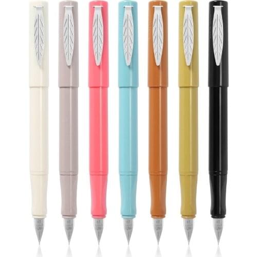 Jinhao 519 Leaf Series Fountain Pen Retro Smoky Color Extra Fine Ink Pens Office School Beginner Writing Stationary E6223