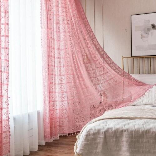 Handmade Curtain With Tassel For Living Room Blinds Bedroom French Window Cotton Finished Curtain Hook And Rod Pocket Universal