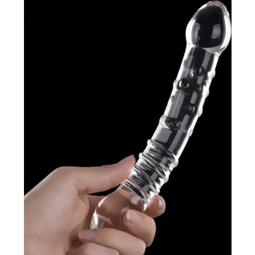 Glass Dildo Artificial Big Penis Dick Crystal Anal Ass Butt Plug Prostate Massage Masturbate Sex Toy for Adult Women Masturbator