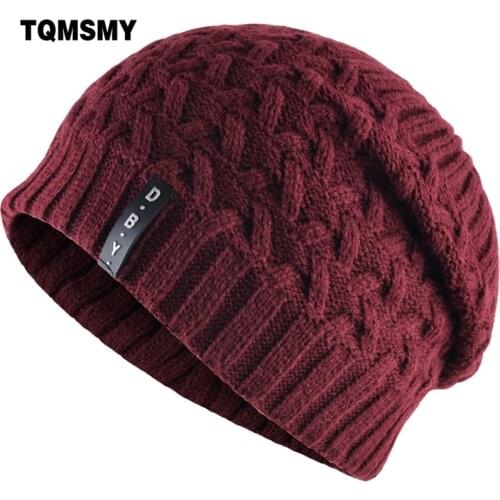 TQMSMY 2018 Women Men Winter Knitted Wool Cap Unisex Folds Casual labeling Beanies Hat Hip-Hop Skullies Beanie Hat Gorros TMD24