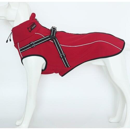 Outdoor Dog Jacket Polyester Fleece Lined Dog Coat with Reflective Strip Waterproof Pet Vest for Medium to Large Dogs Labrador