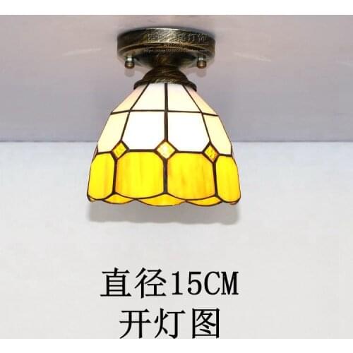 Vintage Retro Mediterranean Ceiling Lamps AC110V-220V Stained Glass Aisle Hotel Restuarant LED Balcony Lamp Lighting