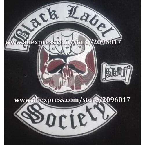 HIGH QUALITY BLACK LABEL SOCIETY PATCHES OF THE JACKET CLOTHES PATCHE IRON ON MOTORCYCLE BIKER LARGE PATCHES WITH 4PCS/SET