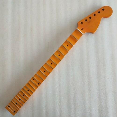 Yellow Full scalloped 24 frets Maple guitar Neck part big headstock 25.5 inch