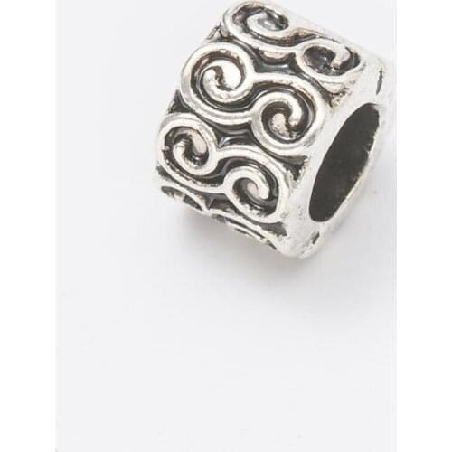 10Pcs/Lot Antique Silver Color DIY Zinc alloy Big Hole Spacer Bead Charm Fits Jewelry making Bracelet js1137