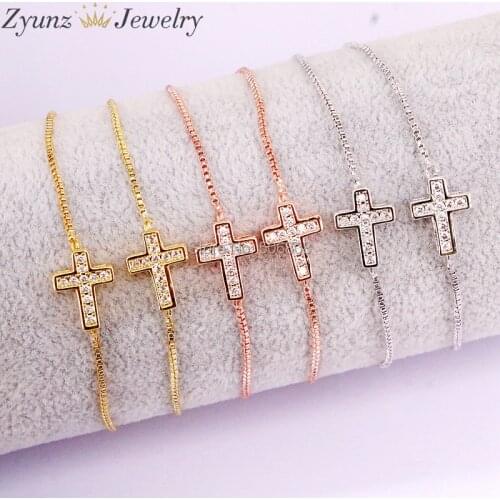 20PCS ZYZ327-1112 CZ Micro Pave Cross Beads, Cubic Zirconia Bracelet, Cubic Zirconia Space Beads