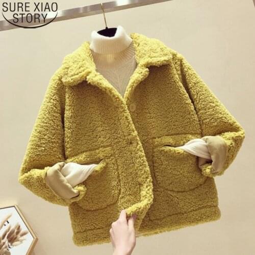 2021 Thick Lamb Coat Women Jacket Winter Clothes Chic Jackets for Women Clothing Fall Autumn Single Breasted Loose Coat 11939