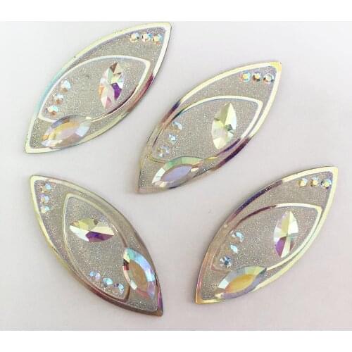 40PCS 20mm*50mm AB Resin Shiny Horse Eye Flatback Rhinestone Embellishment DIY F260*10