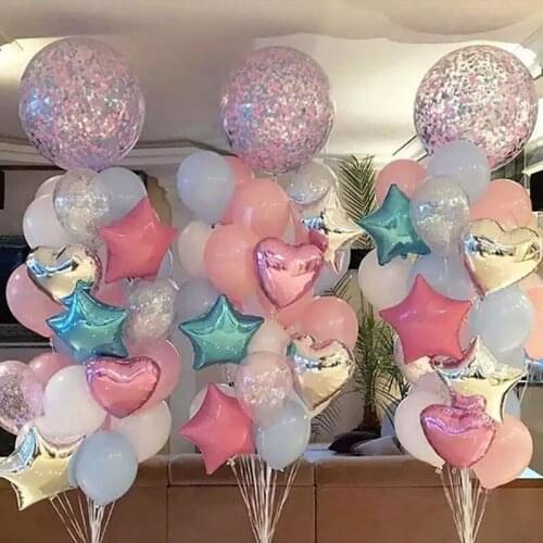 5 Pcs Star Latex Balloons for Birthday Party Decoration Wedding Background Layout Balloon Combination Set Event Venue Decor