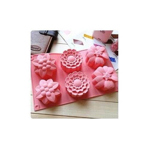 6 Cavities Big Flower Silicone Cake Baking Mold Cake Pan Muffin Cups Handmade Soap Moulds Biscuit Chocolate DIY Mold