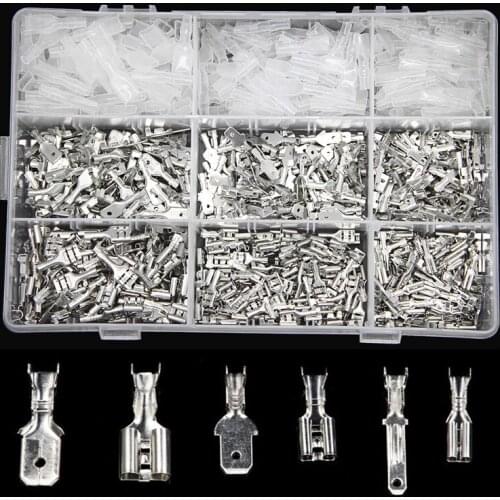 900Pcs 2.8/4.8/6.3mm Male Female Spade Connectors Wire Crimp Terminasl with Insulating Sleeve Assortment Kit