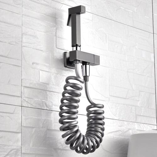 Bidets brass toilet sprayer faucet Chrome-plated square Hand-held Wall-mounted Bathroom kitchen Faucet Bidet Sprayer With Hose