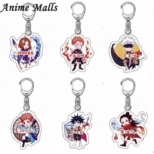 Jujutsu Kaisen Gojo Satoru Keychains Yuji Itadori Megumi Fushiguro Nobara Kugisaki Acrylic Double Sided Key Ring Cosplay Gift