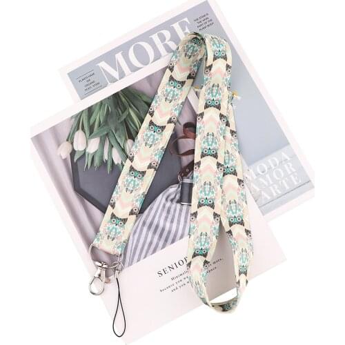 Flyingbee Animal Owl Painting Art Key Chain Lanyard Gifts For Child Students Friends Phone USB Badge Holder Necklace X2135