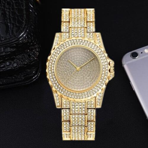 Watches for Men Iced Out Diamond Watch Quartz Rhinestone Cuban Watches CZ Blinged Out Watch Clock Gift wholesale Relogio Reloj