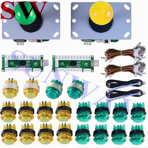 DIY Arcade Kits 2 Player USB Controller /5Pin Copy Sanwa Joystick /20PCS x LED Illuminated Push Button for Vending Machine Game