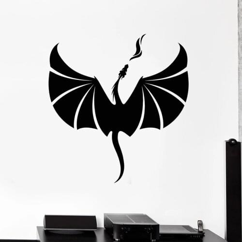 Dragon Wall Decal Abstract Art Flying Fire Fantasy Vinyl Window Stickers Creative Bedroom Man Cave Interior Decor Mural M048