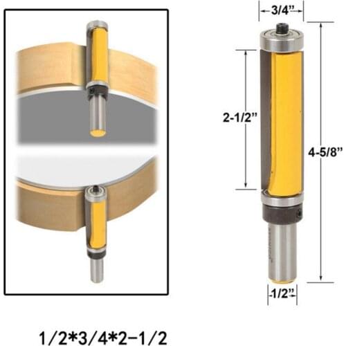 1pc Flush Trim Pattern Router Bit 1/2 inch Shank Bottom Bearing Milling Cutter For Woodworking Tool