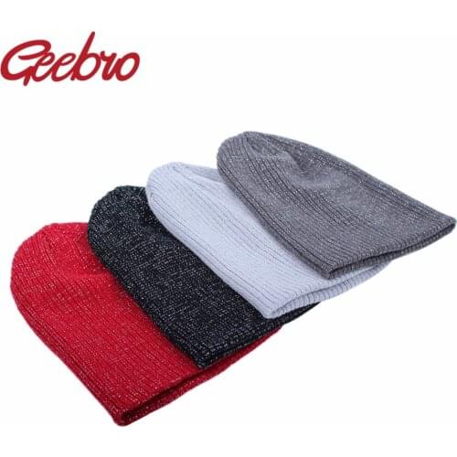 Geebro Womens Beanies Solid Color Hats For Spring And Autumn Women Knitted Beanies Hat Outdoor Casual Warm Cap
