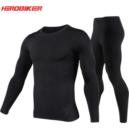 HEROBIKER Motorcycle Thermal Underwear Set Mens Motorcycle Skiing Winter Warm Base Layers Tight Long Johns Tops & Pants Set
