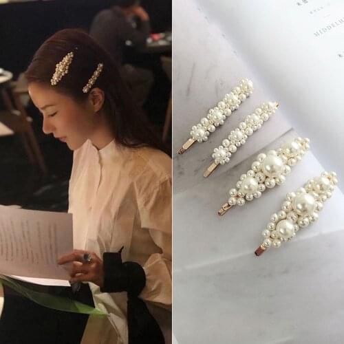 Korean Hair Clip Handmade Beaded Pearl Flower Bridal Wedding Hairpin Hair Accessories For Girl Women