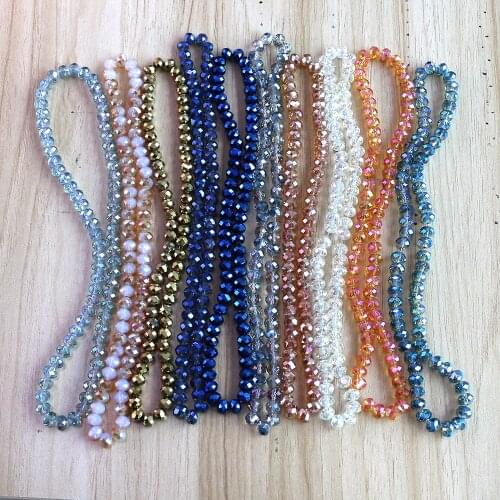 6MM 90PCS/LOT Rondelle Beads Glass Beads For Jewelry Making Raw Crystals DIY Jewelry Supplies Colorful Crafts Materials Beads