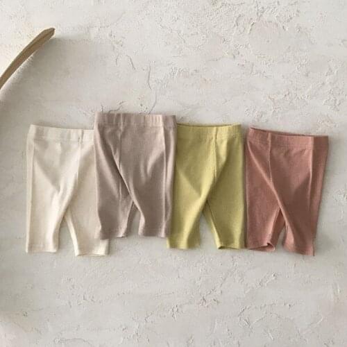 Korean Baby Childrens Clothing Pure Cotton Soft All-Match Cropped Leggings Baby Simple and Comfortable Summer Pants