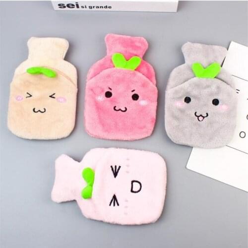 Cute Cartoon Mini Cat Leak-proof PVC Hand Warmer Portable Animal Reusable Anti-scalding Hot Water Bottle with Soft Velvet Case