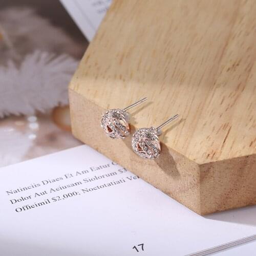 Seialoy Fashion Rose Gold Love Intertwined Crystal Earrings For Women Girl Original Lover Couple Fine Shiny Earrings Jewelry