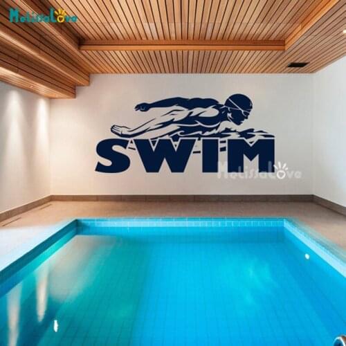 Swim Decal Sport Theme Butterfly Swimming Technique Teenager Child Room Playroom Home Decor Removable Vinyl Wall Sticker BD543