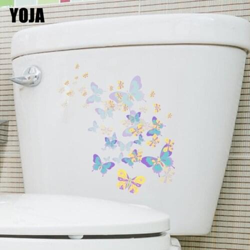 YOJA 24.5X21.8CM Cute Butterfly Toilet Decal Wall Stickers Decorations Home Decor Popular T3-1265