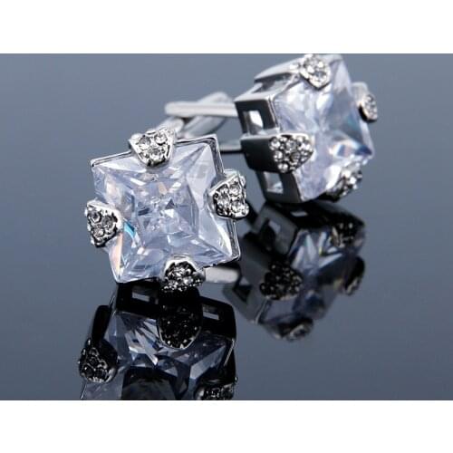 New Rhinestone Cufflinks Fashion Mens Business Banquet Wedding Celebration Jewelry Gifts French Cuff Links Inlaid Zircon