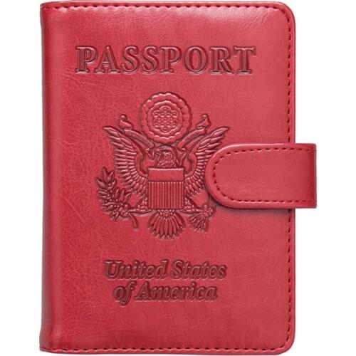America USA RFID Passport Holder Cover Men Women Business Organizer Snap Storage Card Case PU Credit Wallet Travel Accessories